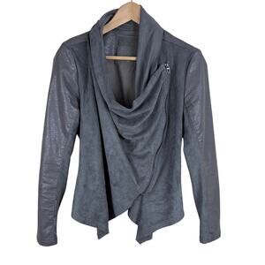 BLANKNYC Drape Front Shawl Collar Moto Jacket Gray Womens Size S Grunge Fall Zip